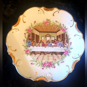 Vintage Plate The Last Supper 18K Gold Trim